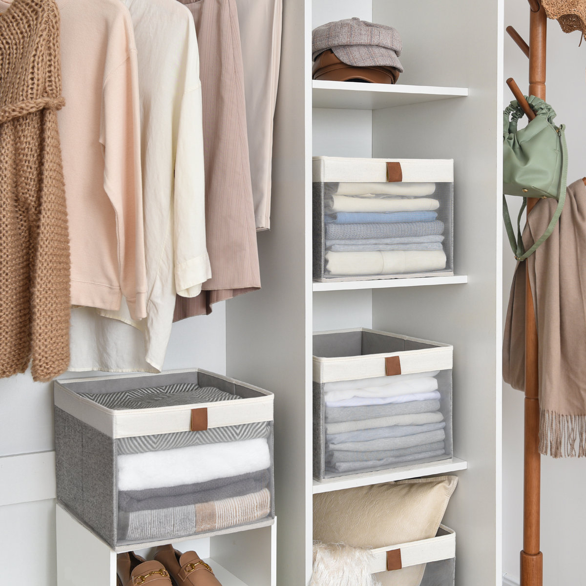 Rebrilliant Fabric Storage Bin set, Closet Decorative Baskets (Set of 3)